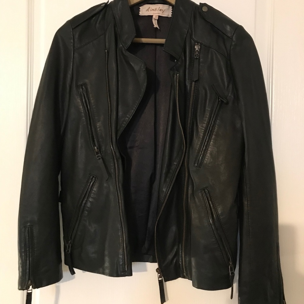 Lamb skin leather motorcycle jacket